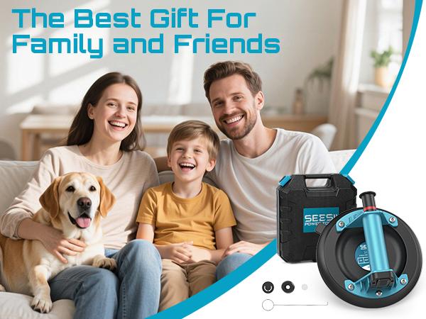 SEESII Suction Cups for Glass Lifting: 8" Tile Suction Cup Lifter with Handle and Pump, 200KG Load Capacity Heavy Duty Vacuum Lifter for Lifting Large Tile, Granite, Metal, Windows (2-Pack)