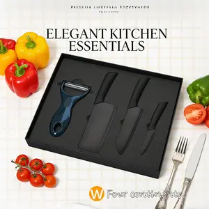 Fine kitchen small fruit knife set, high hardness carbon steel blade, black anti-rust coating process, PP anti-skid black handle, suitable for kitchen, easy to carry for outdoor gatherings.