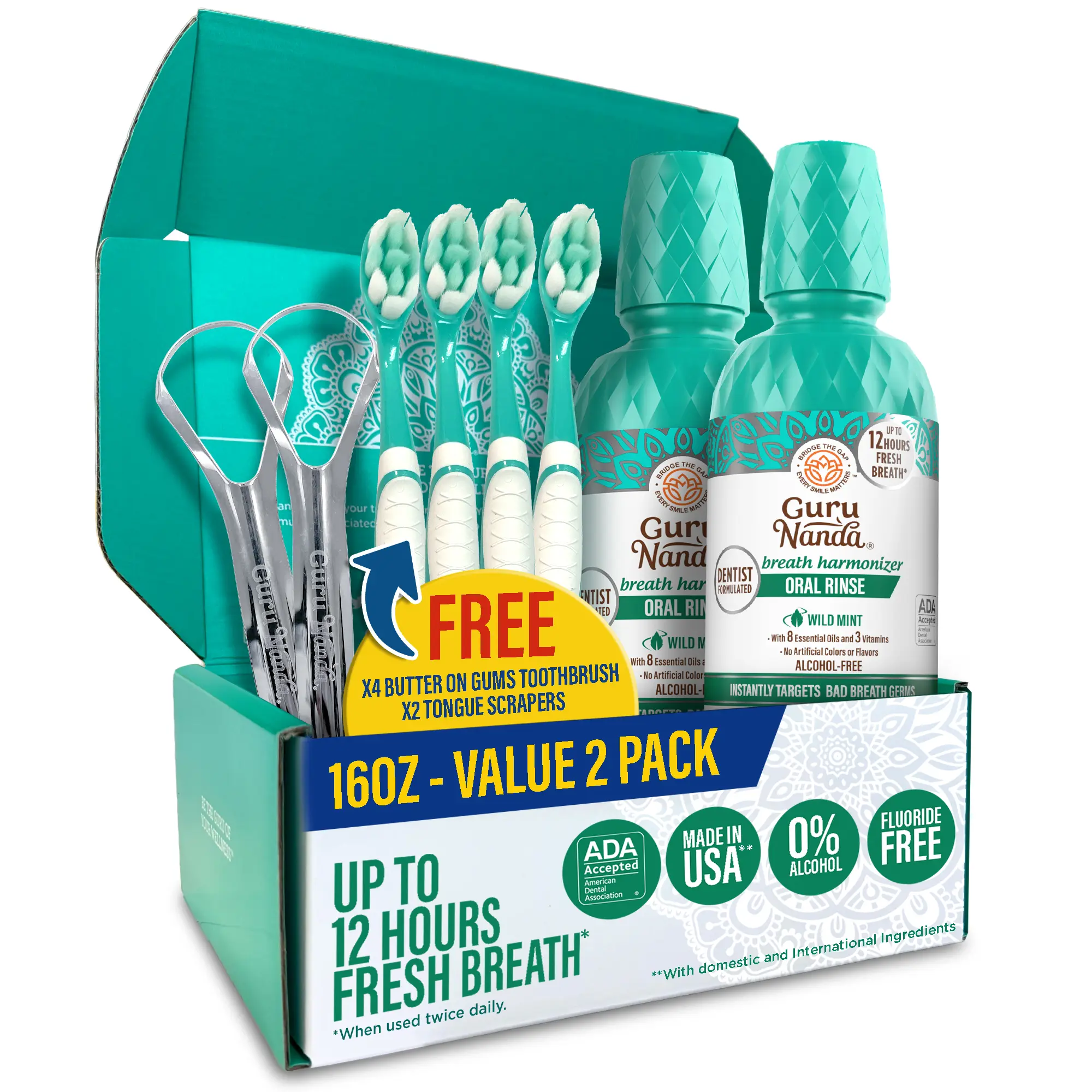 Oral Rinse Breath Harmonizer Mouthwash, Wild Mint - 2 Pack