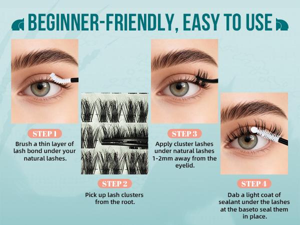 AMZGIRL Lash Clusters Kit WildFluff Enhanced D Curl Eyelash Extension Kit WildFlow Lashes Cluster Invisible Band Lash with White Lash Bond and Seal,  Lash Remover and Lash Applicators