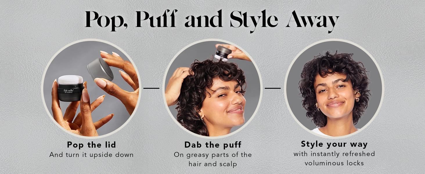 Kitsch Dry Shampoo Powder with Rice Protein for Women & Men - Volumizing, Unscented, No White Cast, Organic, Paraben Free, for Oily & Dark Hair - 8g