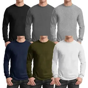 Men's 5-Pack Cotton-Blend Long Sleeve Crew Neck Tee Clothes Menswear