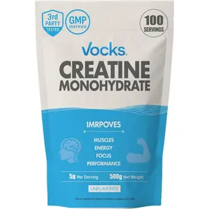 Micronized Creatine Monohydrate Powder 5g per Serving, Unflavored Creatine Supplement for Muscle Strength, Workout Performance and Recovery, Gluten Free Fitness Pre and Post Workout Powder for Men and Women 500g