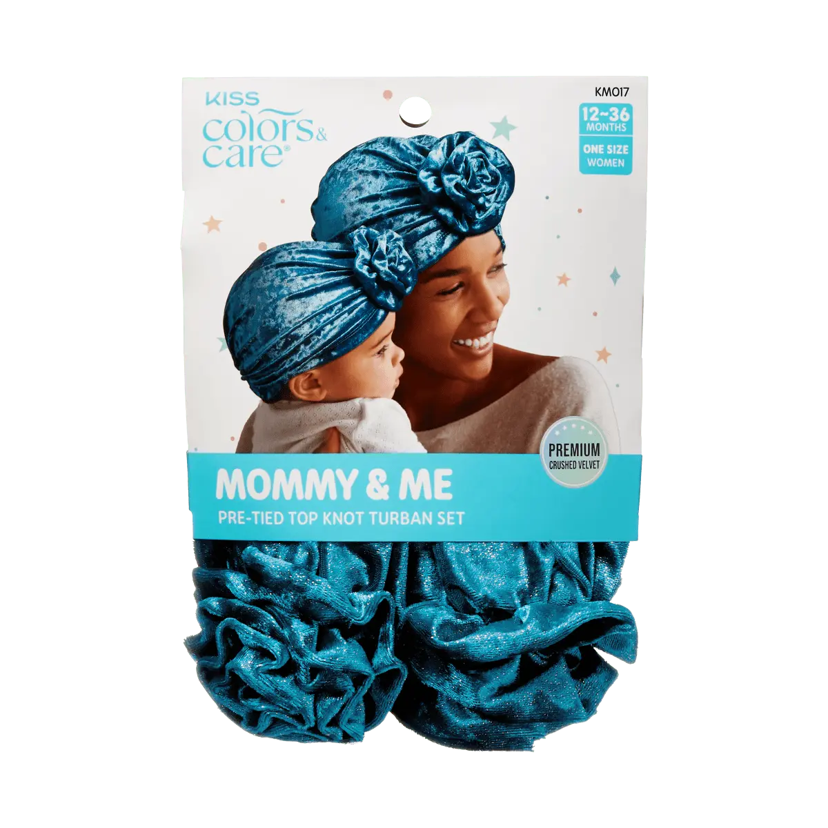 Kiss Colors & Care Mommy & Me Pre-Tied Top Knot Turban Set – Blue