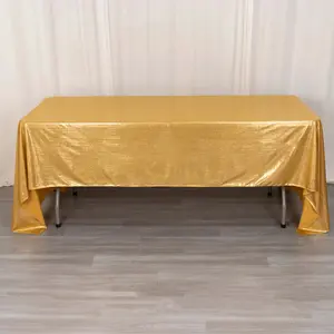 Sequin Dots Polyester Rectangle Tablecloth 60"x126" Gold Shimmer - Wrinkle Free & Sparkling Table Cover for Sophisticated Events
