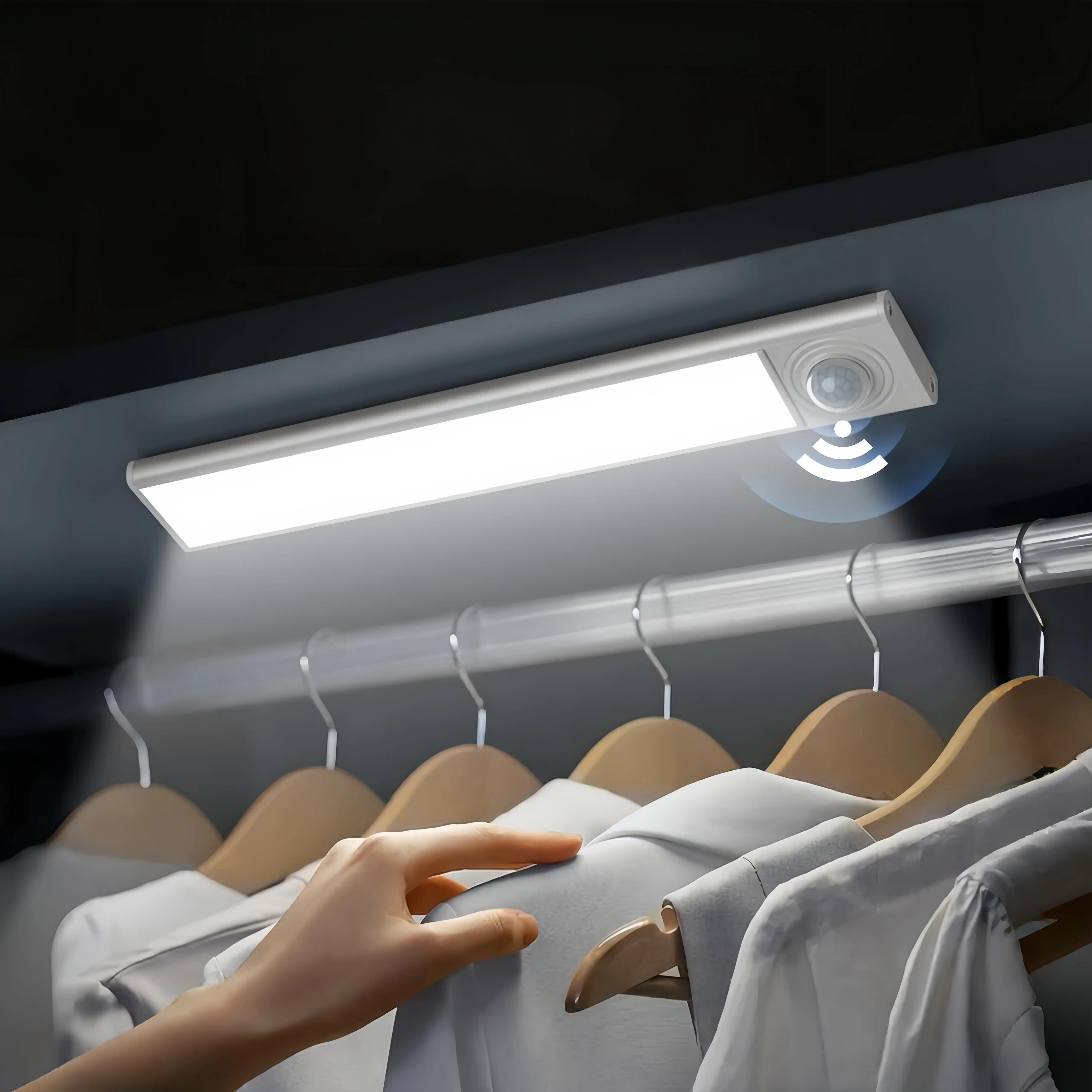 Under Cabinet Motion Sensor LED Night Light, USB Rechargeable Dimmable Wireless Lamp, Indoor Lighting for Kitchen Sink, Pantry, Closet, Bathroom, Stairs & Garage