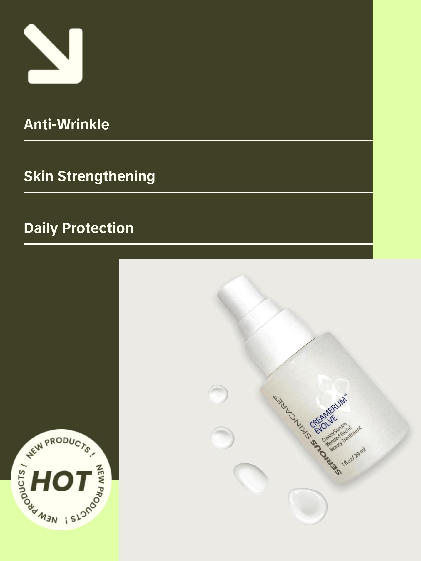 Serious Skincare, Creamerum Evolve, Advanced Facial Treatment, Wrinkle Reduction & Skin Strengthening, 30ml Serums Anti Aging Concentrate Active Peptides Serious Skincare, Creamerum Evolve, Advanced Facial Treatment, Wrinkle Reduction & Skin Strengthening, 30ml Serums Anti Aging Concentrate Active Peptides
