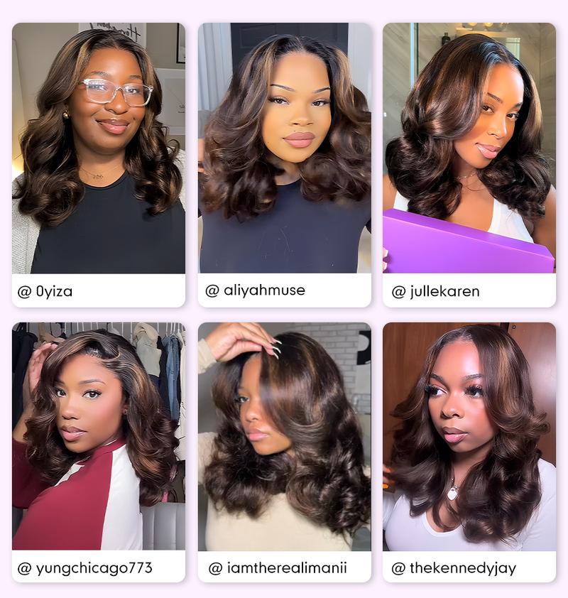 Celie Hair 200% Density Ombre Brown Highlight 1B/2/30 Glueless Wig 6x5 HD Lace Butterfly Layered Cut Ready to Go Human Hair Wigs Pre Bleached Pre Plucked Middle Part Side Part Closure Wig Beginner Friendly #TikTokShopHolidayHaul
