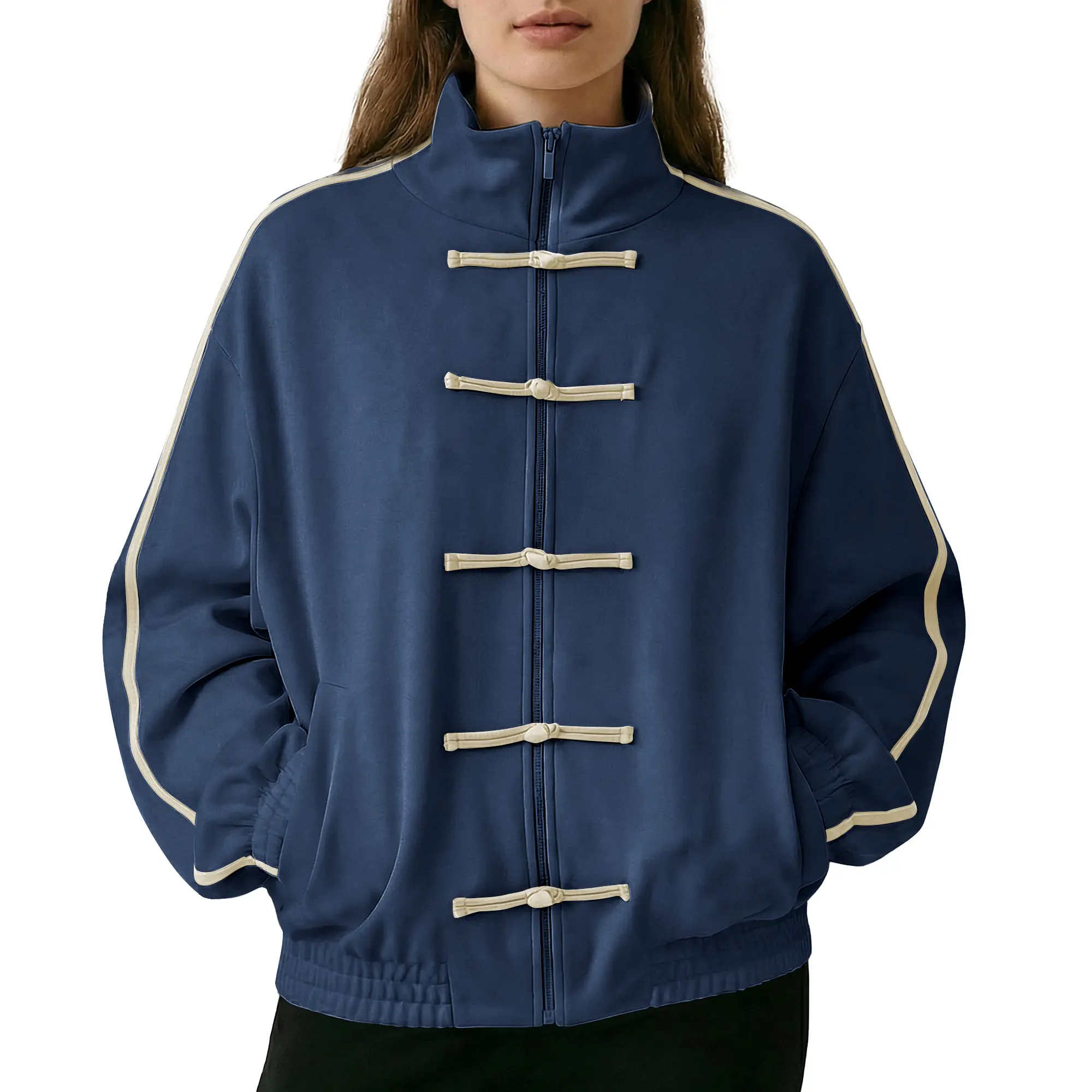 Hixiaohe Womens Comfort Stand Collar Faux Suede Zip Jacket Chinese Style Casual Coat Travel Vacation Outfits