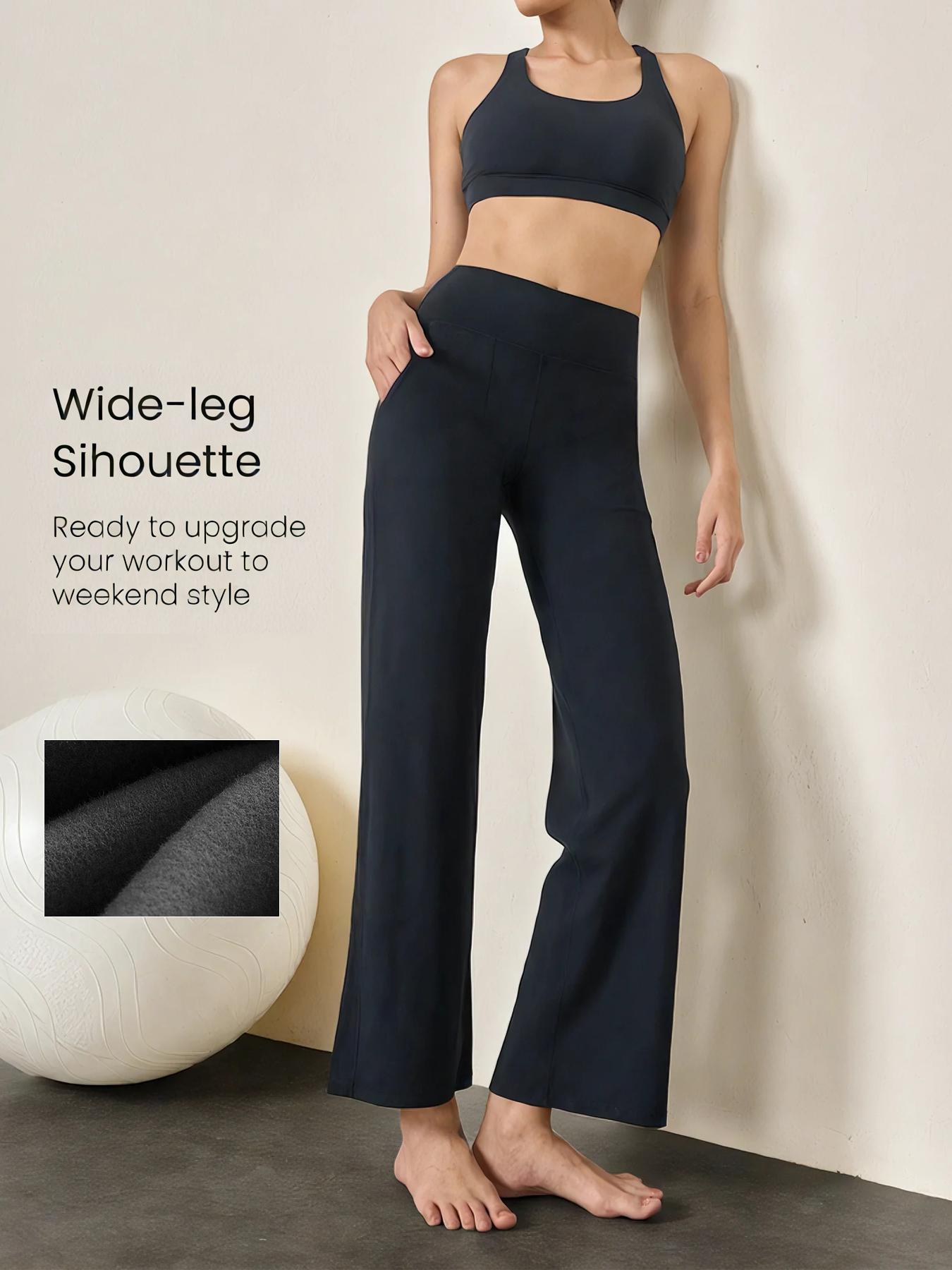 3PCS Women's High Waist Zippered Wide Leg Palazzo Pants with Pockets for Casual Wear & Yoga High Waist Sports Pants Minimalist Basic Womenswear Bottoms