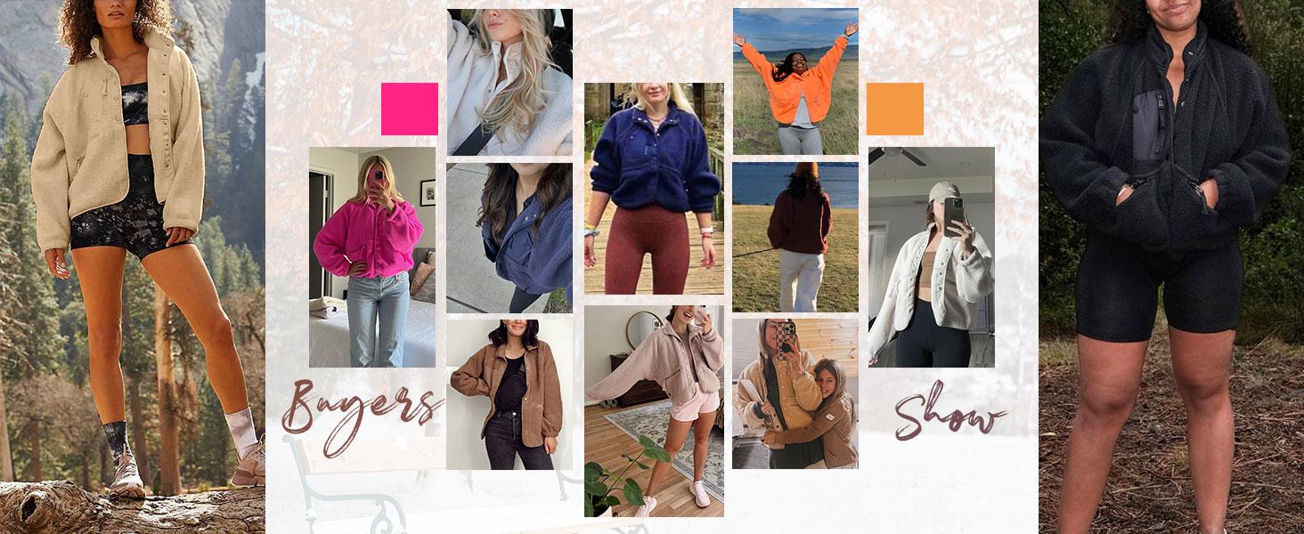Tanming Women's TikTokShopBlackFriday Sherpa Jacket Button Down Fuzzy Fleece Patchwork Bomber Jackets Shacket Teddy Coat Outerwear