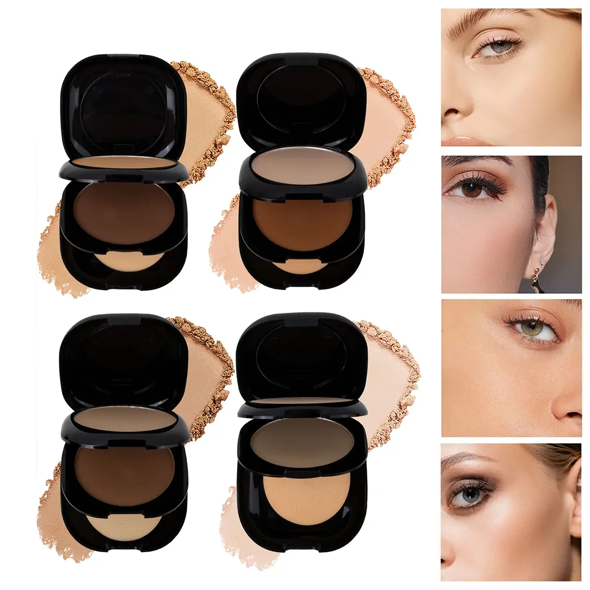 Dual Layer Setting Powder Compact, Matte Pressed Powder Foundation, Oil Control Face Powder, Pore Blurring Soft Focus Finish, Waterproof Sweatproof Longwear Makeup Powder for Flawless Daily Look.