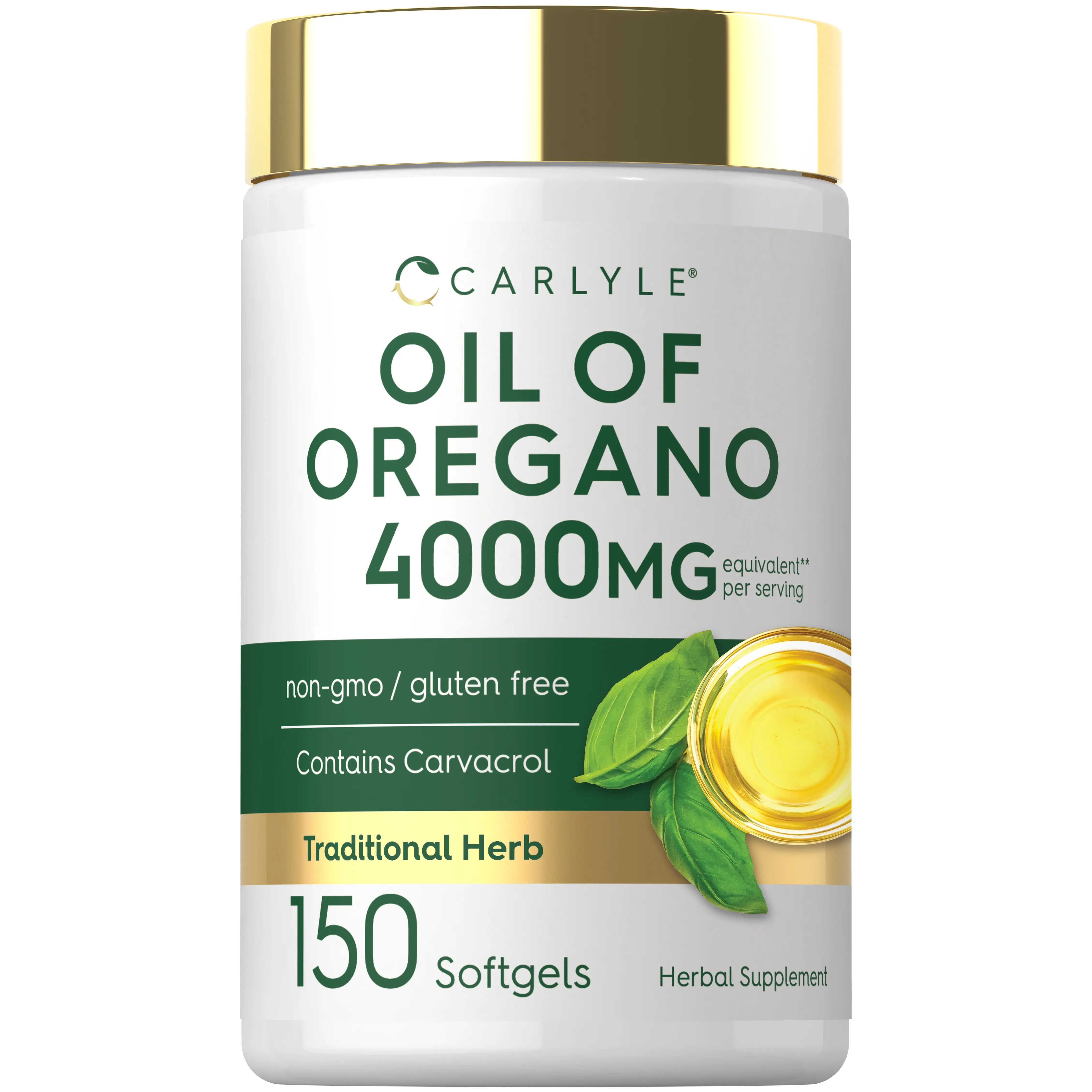 Carlyle Oregano Oil 4000mg Supplement - 150 Softgel Capsules - Contains Carvacrol - Non-GMO & Gluten Free Formula