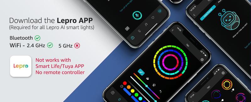 Lepro TB1 AI Smart Table Lamp, RGB+IC Addressable Color Changing Desk Light Alexa Google Enable, Music Sync Unique Cool LED Light for Game Bedroom Room Decor Ambient Lighting, 16M Colors, Dimmable Night Light 1%-100%, APP Control No Remote, 2.4 GHz-A