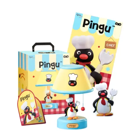 MARTUBE Pingu Pull Chain USB Desk Lamp - 3-Level Dimmable, Cute Penguin Night Light, Whimsical Room Decor, Quirky Housewarming Gift for Kids, Bedroom Essential