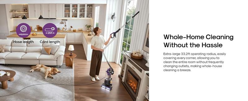 Eureka FlexReach NEU651PL Upright Vacuum Cleaner with Lift-Up Pod & Anti-Tangle Brushroll for Carpet & Hard Floors, Purple, 960W Motor, Deep Cleaning, Jumpstart Sale, Powerful Suction, Flexible Design