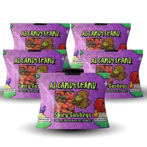 AZ Candy Stand Spicy Gusheys Fruit Bites Dulces Enchilados Made In Arizona 5 Pack Bundle (4oz per bag over 1lb total) Oozing Gushy Spicy Tangy Snack Lover Option Free Mystery Item