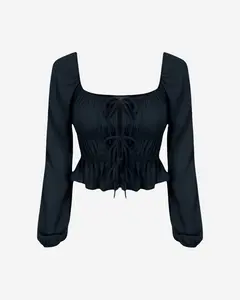 Arada Chiffon Crop Top - Coal