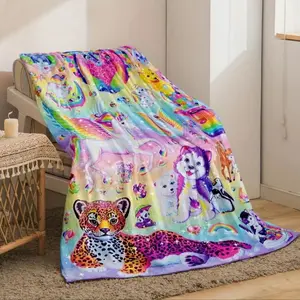Soft Funny Throw Blanket Cute Whimsical Unicorn & Cheetah Print Fleece Blanket Cozy Blankets Comfortable Warm Fluffy For Home Office School Travel