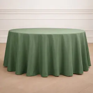 Polyester Round Tablecloth 120" Olive Green - Durable & Seamless Table Cover