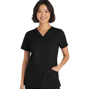 HEEDFIT Women’s V-Neck Nursing Scrub Top – Stretch Medical Uniform with 3 Pockets, Side Vents, Soft & Durable, Perfect for Nurses