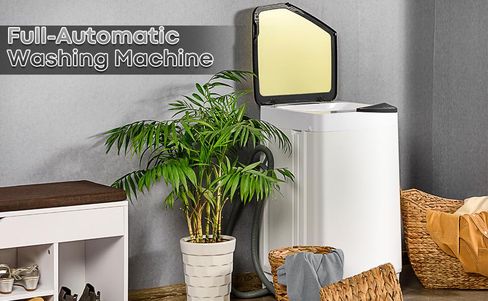 Costway Full-Automatic 7.7lbs Washing Machine with Built-in Barrel Light, Safety and Energy-Saving Design for small space, home, dorms, camping, RVs, and apartment usage