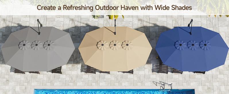 【Adjustable Tilt & Double-Sided】ONBRILL 13/10FT Cantilever Patio Umbrella with Base Included, Heavy Duty Large Outdoor Umbrella Offset for Pool, Patio, Backyard,Outdoor Furniture,Garden Furniture,Summer,Mother's Day Gift