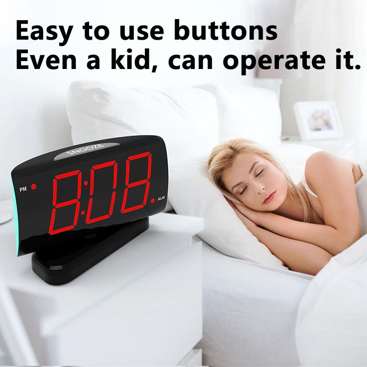 MANY Jombo 1.8-Inch LED Digital Clock with 90° Rotation - Red Display Screen, Adjustable Angle, Modern Desk Alarm Clock
