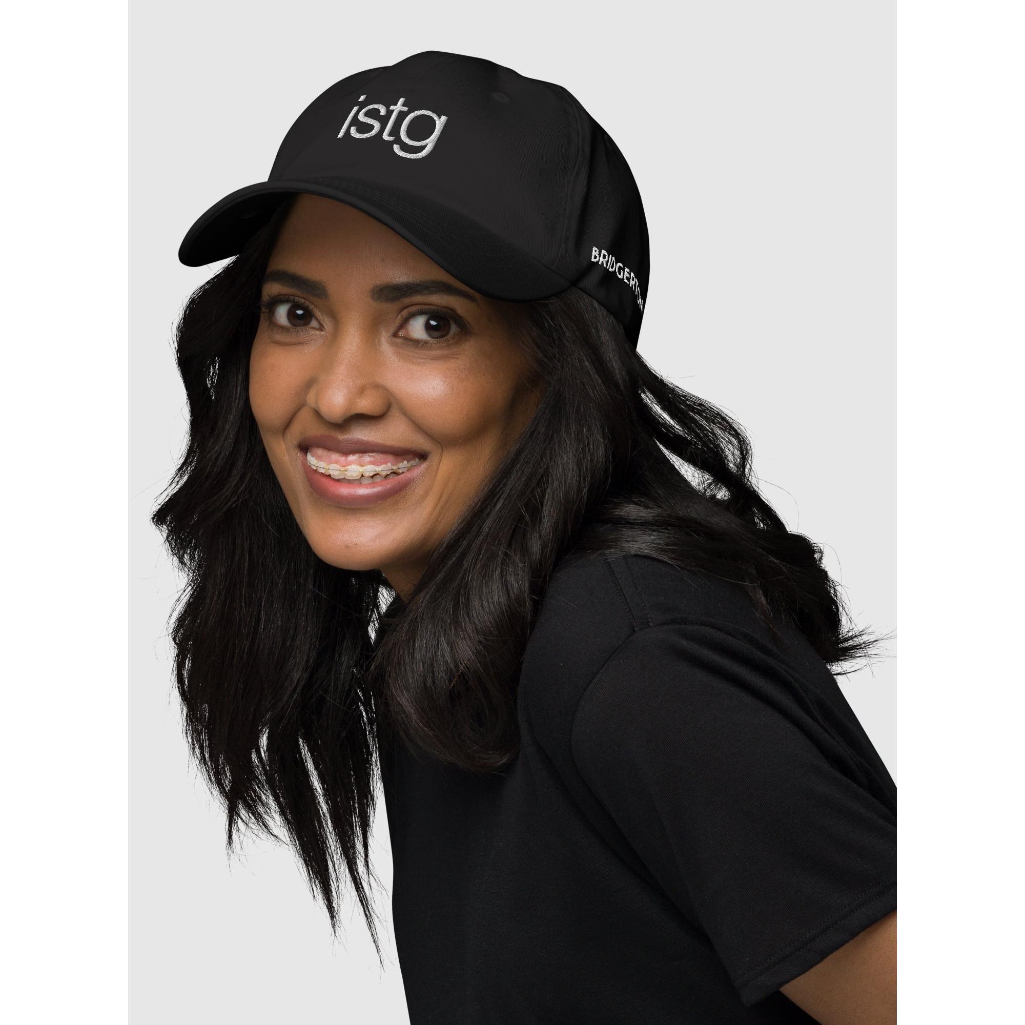 Bridgerton ISTG Embroidered Dad Hat – Adjustable Vintage Casual Cap, Black & Light Blue, Perfect Gift for Fans