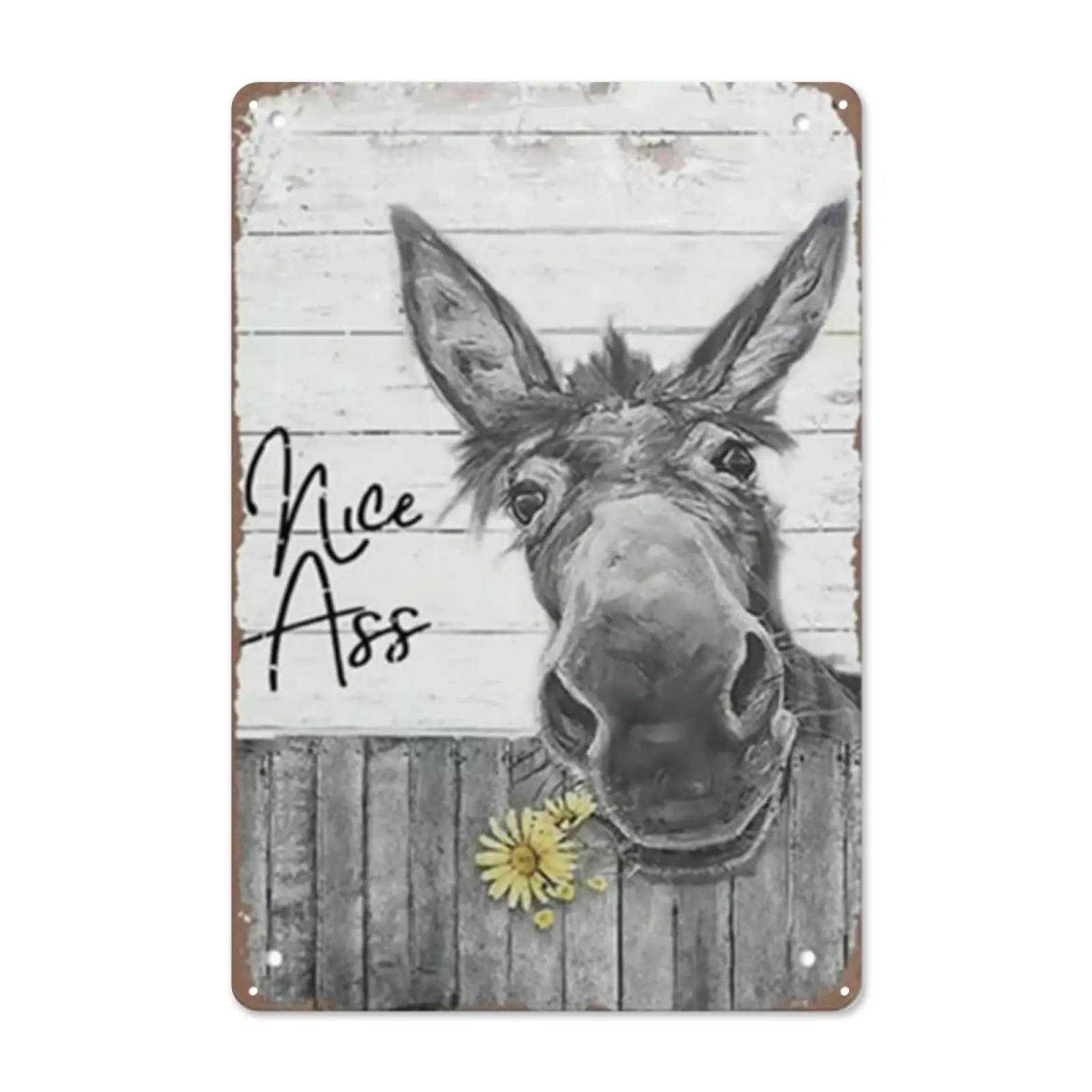 Funny Donkey Tin Sign Decor Donkey lovers Farmhouse Decor Vintage Donkey Signs Wall Art Poster Retro Metal Poster Bar Home Bathroom Wall Decoration Sign (12 * 16 inch)
