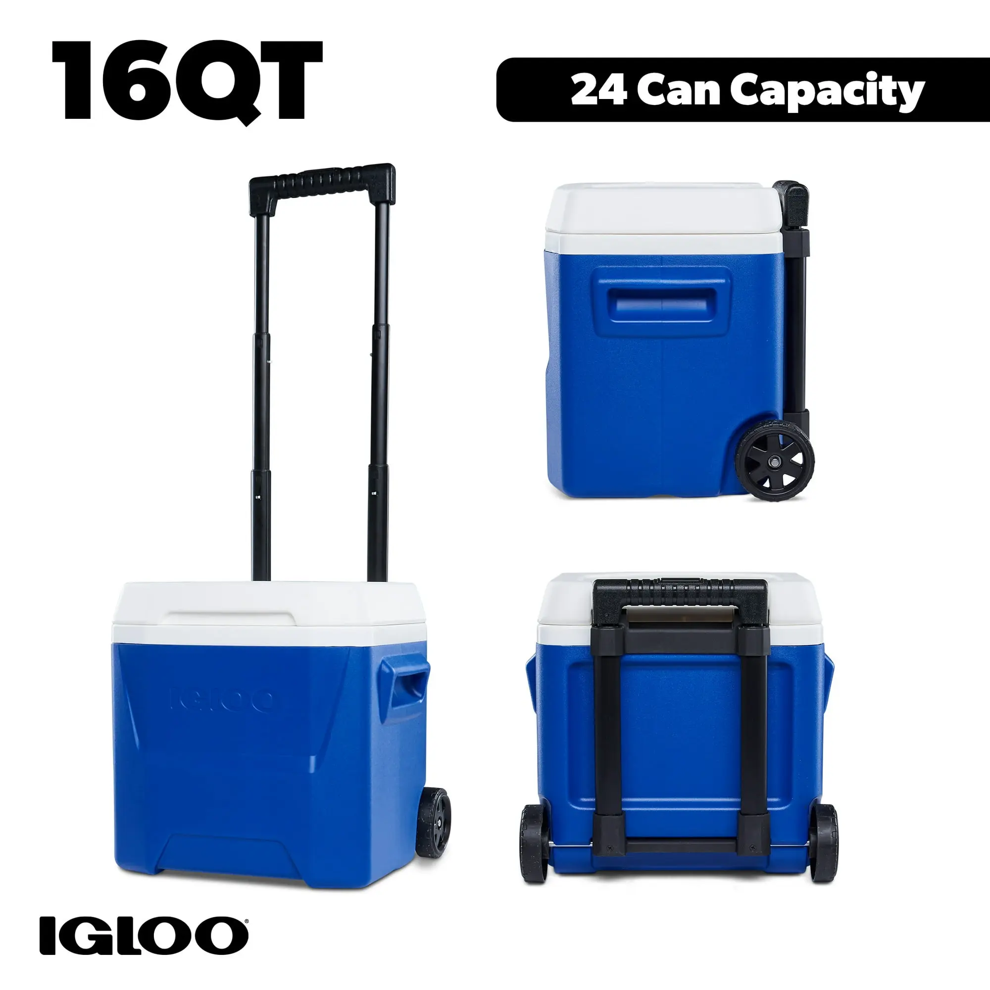 Igloo Laguna 16 Qt Hard-Sided Rolling Ice Chest Cooler with Wheels – Portable Outdoor Cooler for Camping, Beach & Picnic, Multiple Colors