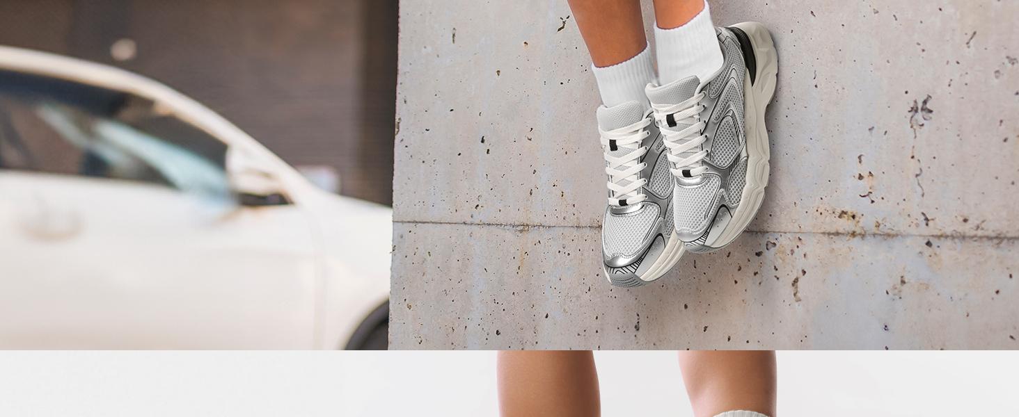 Dream Pairs Women's Platform Chunky Fashion Sneakers Walking Lace-Up Comfortable Y2K-Style Sneakers Workout Sport Work Casual Tennis Shoes