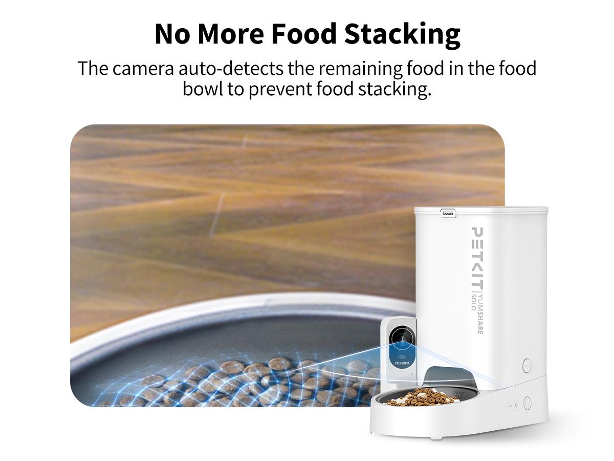 PETKIT YumShare Solo Smart Automatic Pet Feeder with Camera, White, 1080P HD Video, Night Vision, and 2-Way Audio, WiFi Cat Dog Dry Food Dispenser with Non-Stick Food Bowl and Smart App Control bowl/dish