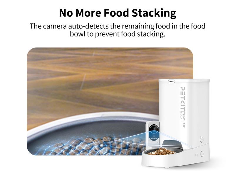 PETKIT YumShare Solo Smart Automatic Pet Feeder with Camera, White, 1080P HD Video, Night Vision, and 2-Way Audio, WiFi Cat Dog Dry Food Dispenser with Non-Stick Food Bowl and Smart App Control bowl/dish