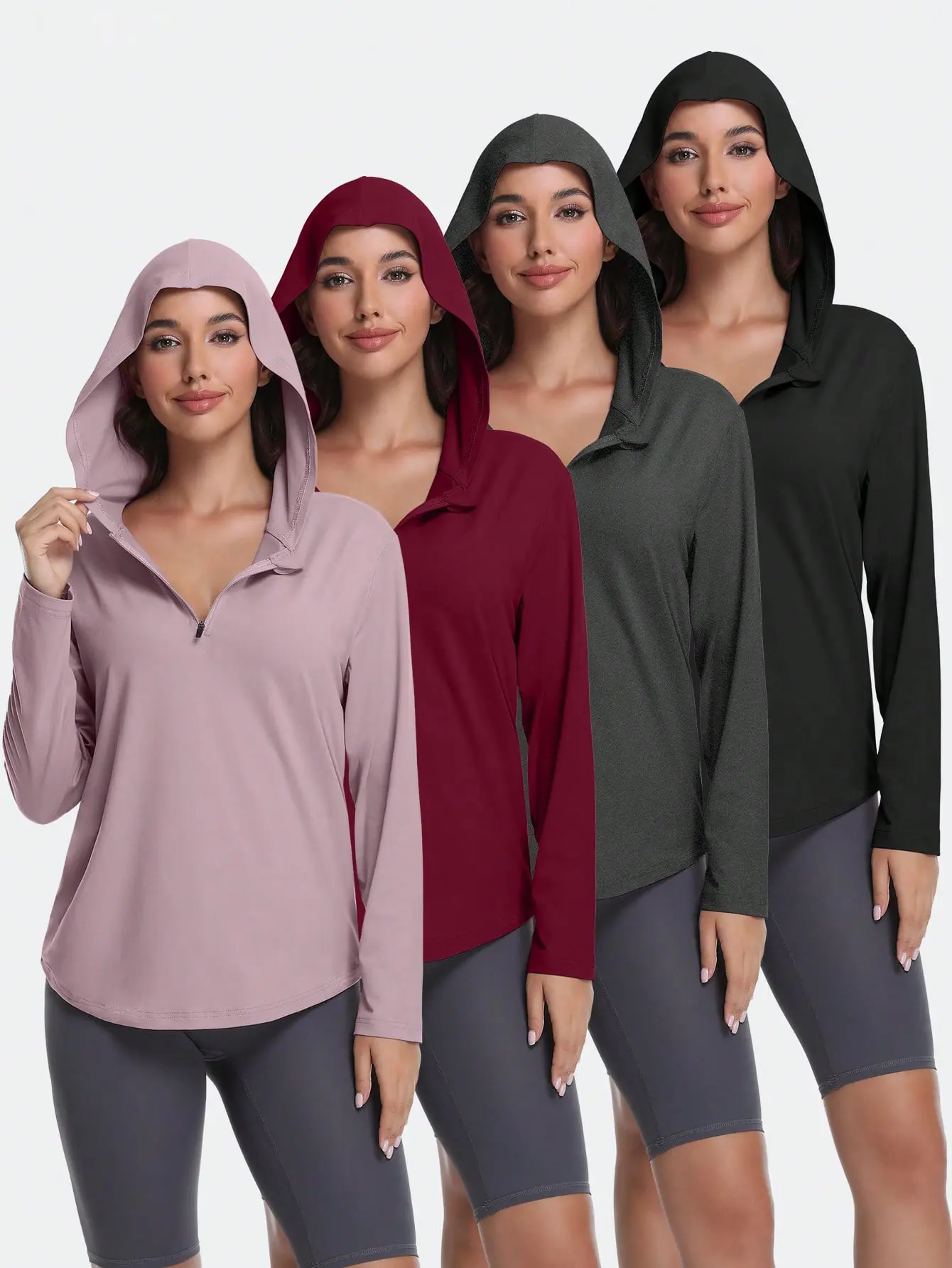 4 Pack Women's Long Sleeve Tops Quarter Zip Hoodies Fall Fashion Outfits Workout Sweatshirts Winter Zip Up Hoodie Casual Pullover summerwins,travel essentials,camping essentials