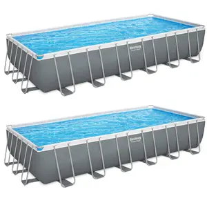 Bestway Power Steel 24' x 12' x 52" Rectangular Above Ground Pool Set, 2 Pack