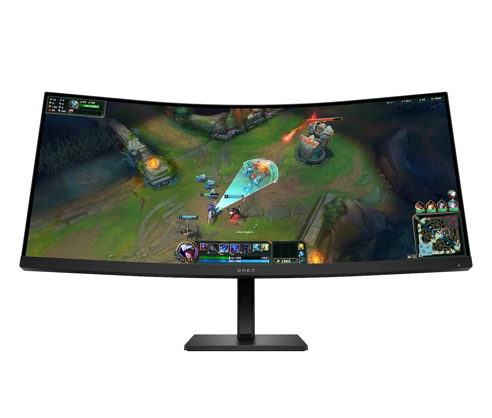 OMEN 34c G2 Curved Screen Gaming Monitor Gamer, 34in Ultrawide WQHD PC Monitor with 180Hz Refresh Rate, Height Adjustment, DP Port, AC Power Cable Included