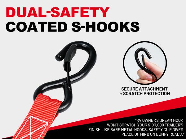 EZARC Heavy Duty 1"x10' (25mm x 3m) Retractable Ratchet Tie-Down Straps, Effortless Tightening, Anti-Snap, Professional Grade, Safe Use, Husband/Father Gift Giving,