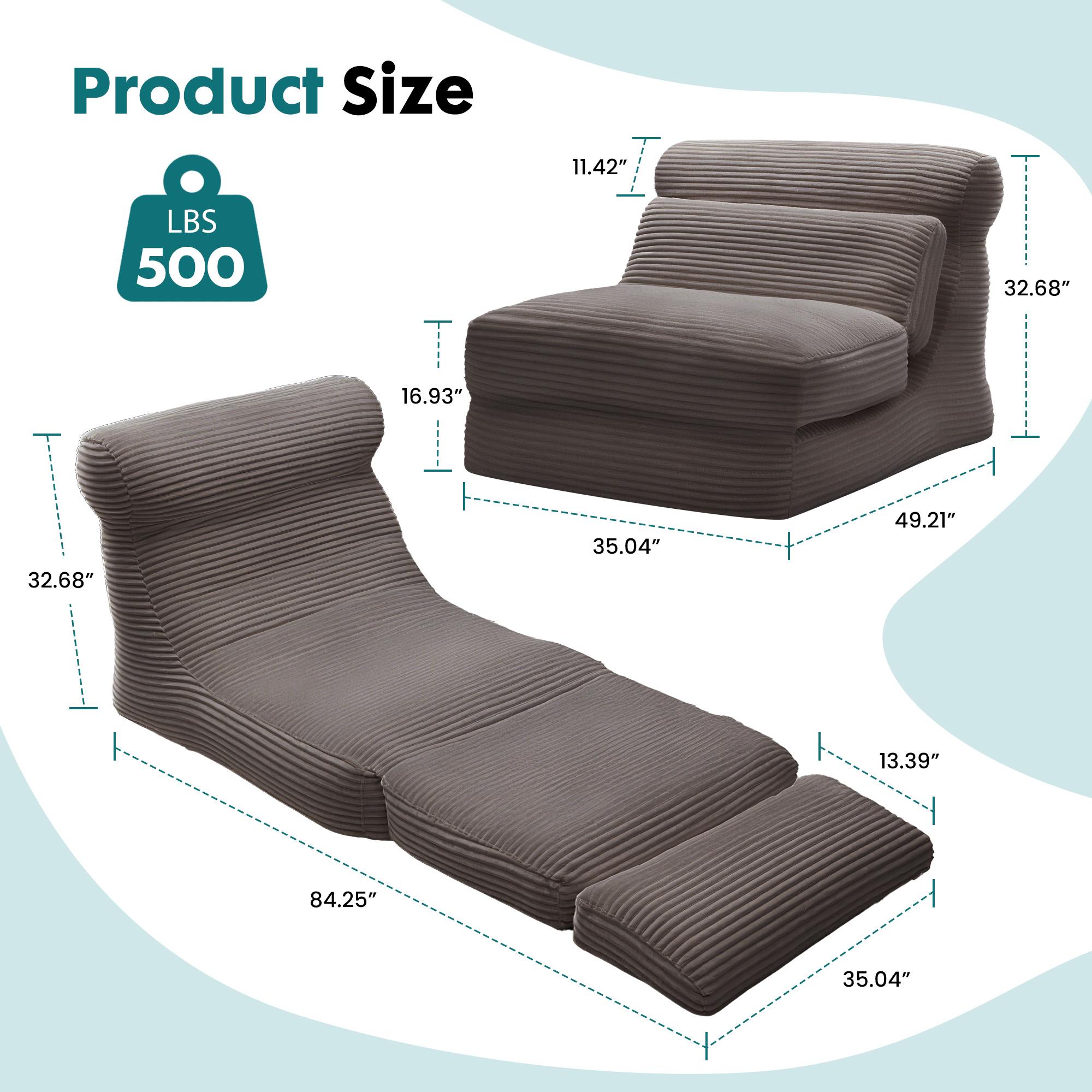 Folding Sofa Bed, Convertible Sleeper Chair with Pillow Foldable Mattress with Back Support, Portable  Comfy Floor Sofa Lounge Fold Out Chair Bed for Living Room Bedroom,  Single