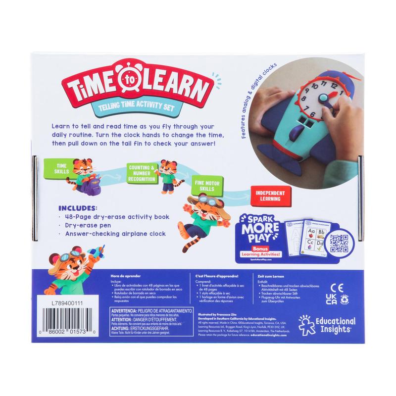 Educational Insights Toy Learning Clock for Kids,Time to Learn Telling Time Activity Set & Time to Fly Clock Game Set - Practice How to Tell Time on Analog Clocks, Fun Time Management Game Classroom Teaching Resource, Ages 3+