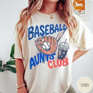 [Sale Up To 50%] Baseball Aunts Club Comfort Colors® T-Shirt, Gameday Doodle Baseball Tee, Trendy Women's Baseball Shirt, Sports Aunt Shirt, Game Day Tee, Graphic Streetwear T-shirt