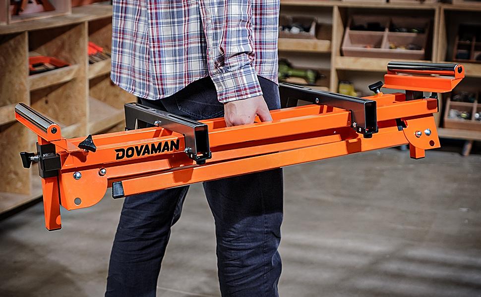 Dovaman Miter Saw Stand, 3-Step Quick Install & Fold, 330LB Capacity, 78-1/8'' Max Sliding Rail, Compatible with DMS01A, DMS03A & Most Mitre Saw Brand