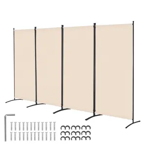 VEVOR Room Divider, 4 Panel Room Divider, Folding Privacy Screen and Portable Partition Divider for Room Separation, Freestanding Room Partitions for Office, Bedroom, Study, Beige