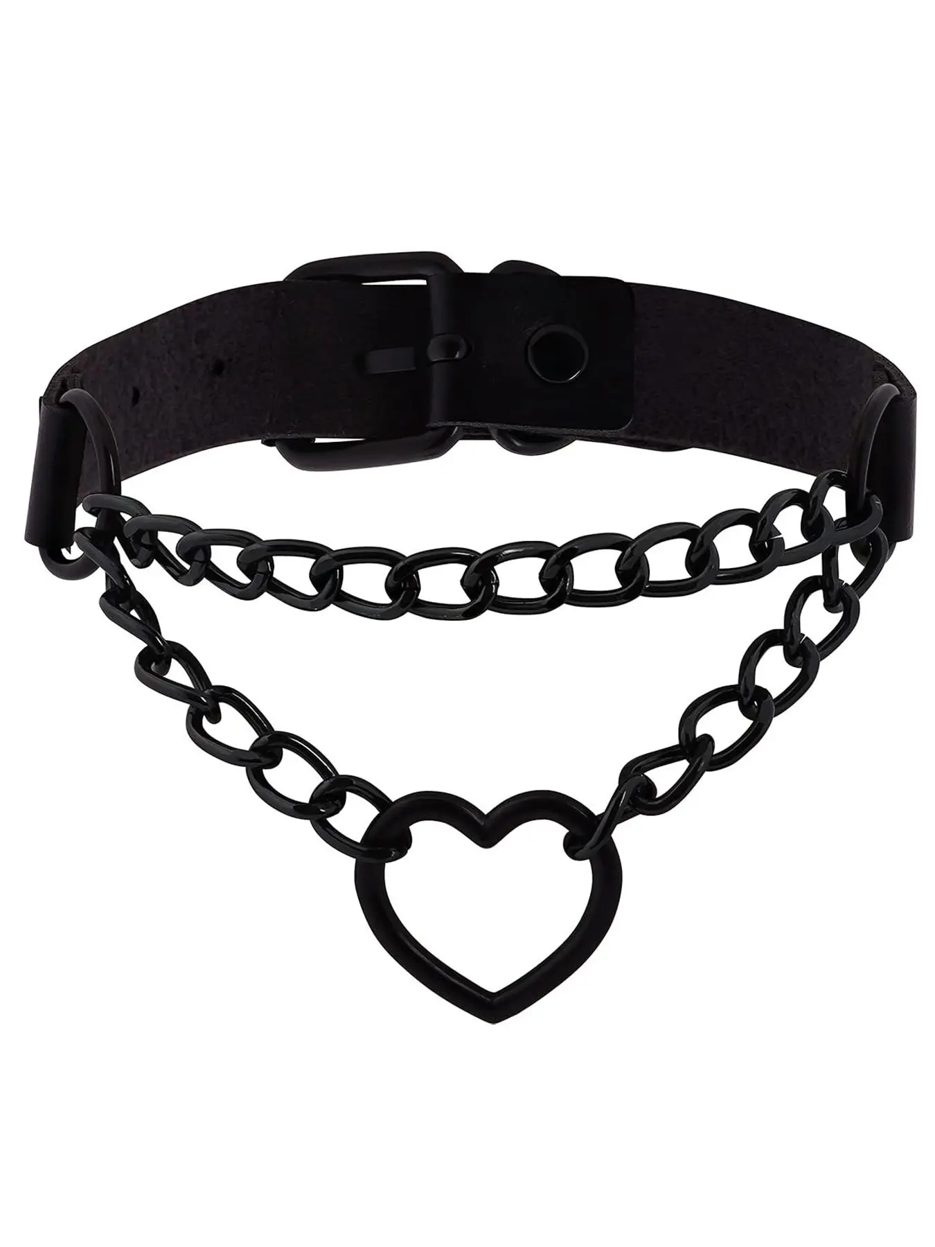 Gothic Style Heart Design Chain Adjustable Choker Necklace, Chain Heart Pendant, Fashion Jewelry for Party, Trendy Jewelry for Women & Men, Ideal Gift, Gothic Mystery Accessories