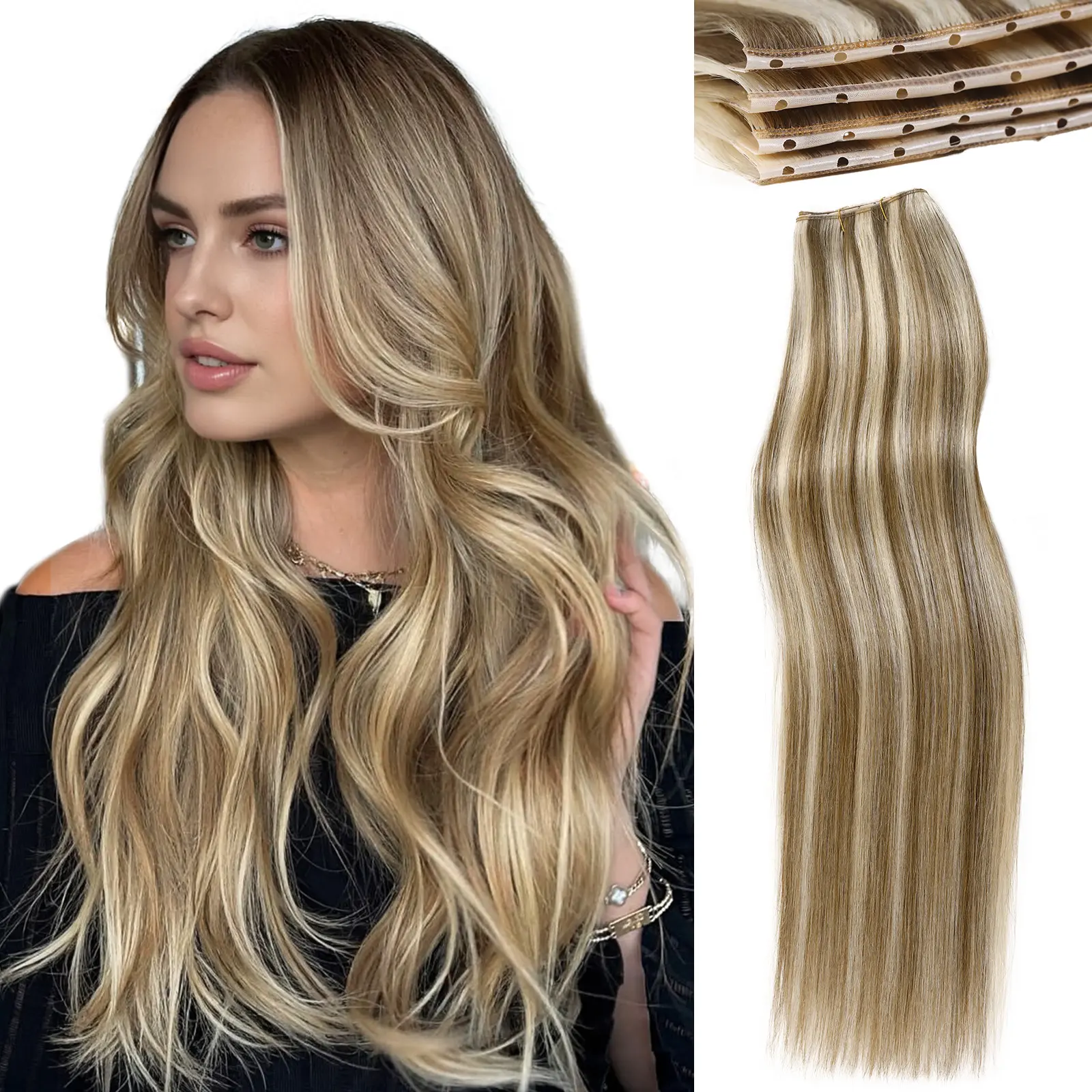 WIGNEE 18 Inch ovo butterfly weft hair extensions human hair Seamless Dual-Sided OVO Human Hair Extensions genius Invisible micro bead hair extensions real human hair Glueless Salon Quality weft hair extensions human hair Add Volume & Length