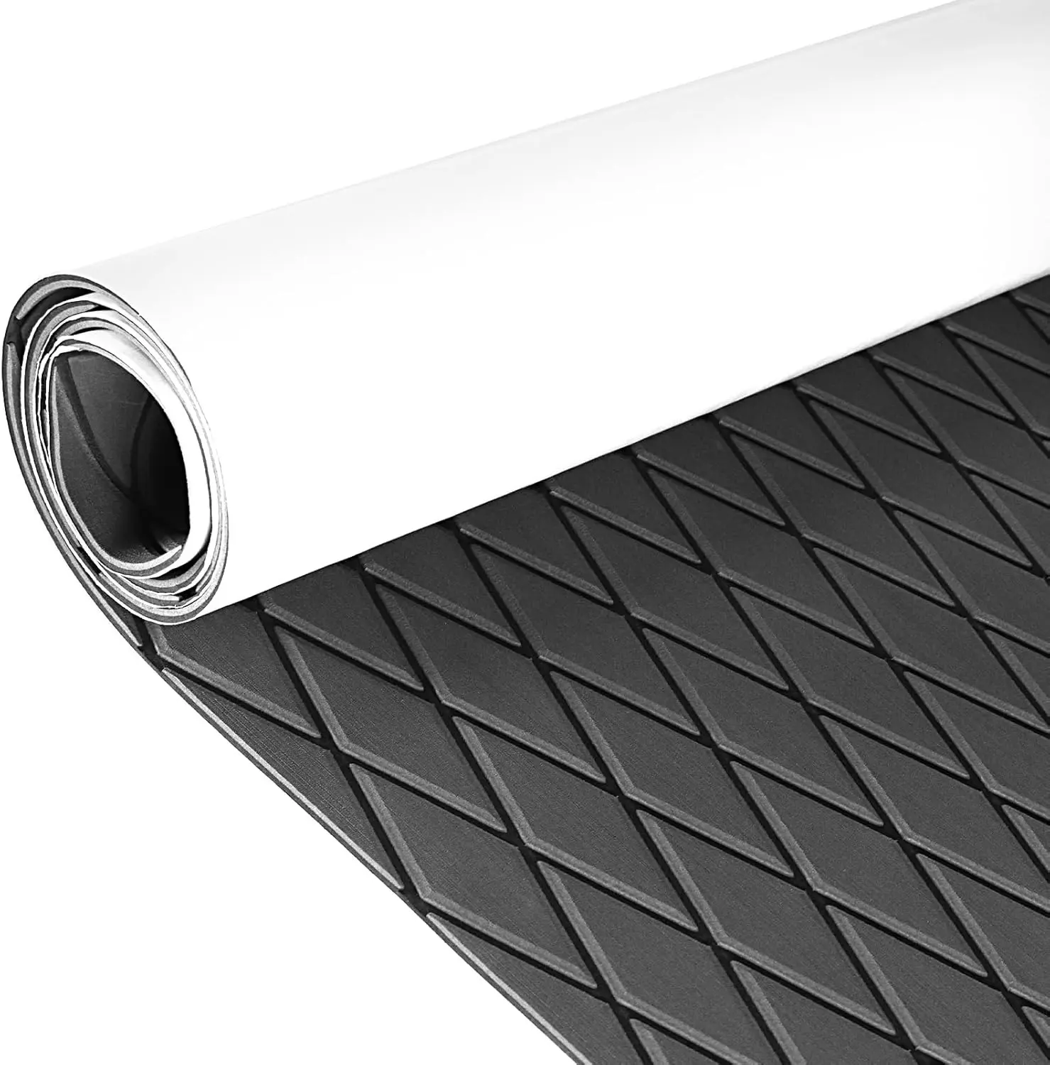 KXKZREN High-Density EVA Boat Flooring Foam Sheet - 6mm Thick Diamond Anti-Slip, Self-Adhesive Back, Waterproof, Low-Maintenance Faux Teak Accessory (47.2"x94.5"/27.6"x74.8") for Bass Boat, Golf Carts, Shock Absorption Support, Faux Teak Look, Outdoor, 94