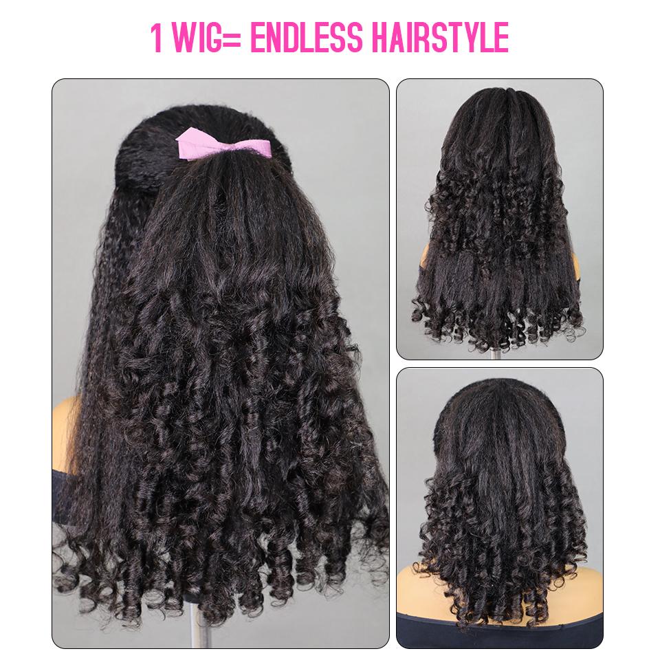 [New In] BGMgirl Headband Kinky Straight Half Wig with Spiral Curly Ends  200% Density Wig 100% Human Hair No-Glue Easy Install Beginner Friendly Protective Style Ready to Wear for Fall Winter