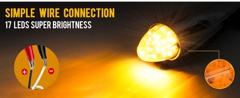 Partsam LED Amber Torpedo Cab Marker Roof Running Top Lights Assembly 5PCS