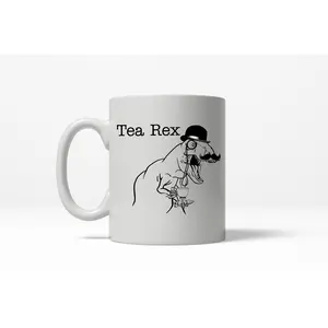 Tea Rex Funny Dinosaur Nerdy Vintage Ceramic Coffee Drinking Mug  - 11oz Funny Coffee Mugs Ceramic Printed Drinkware Cup