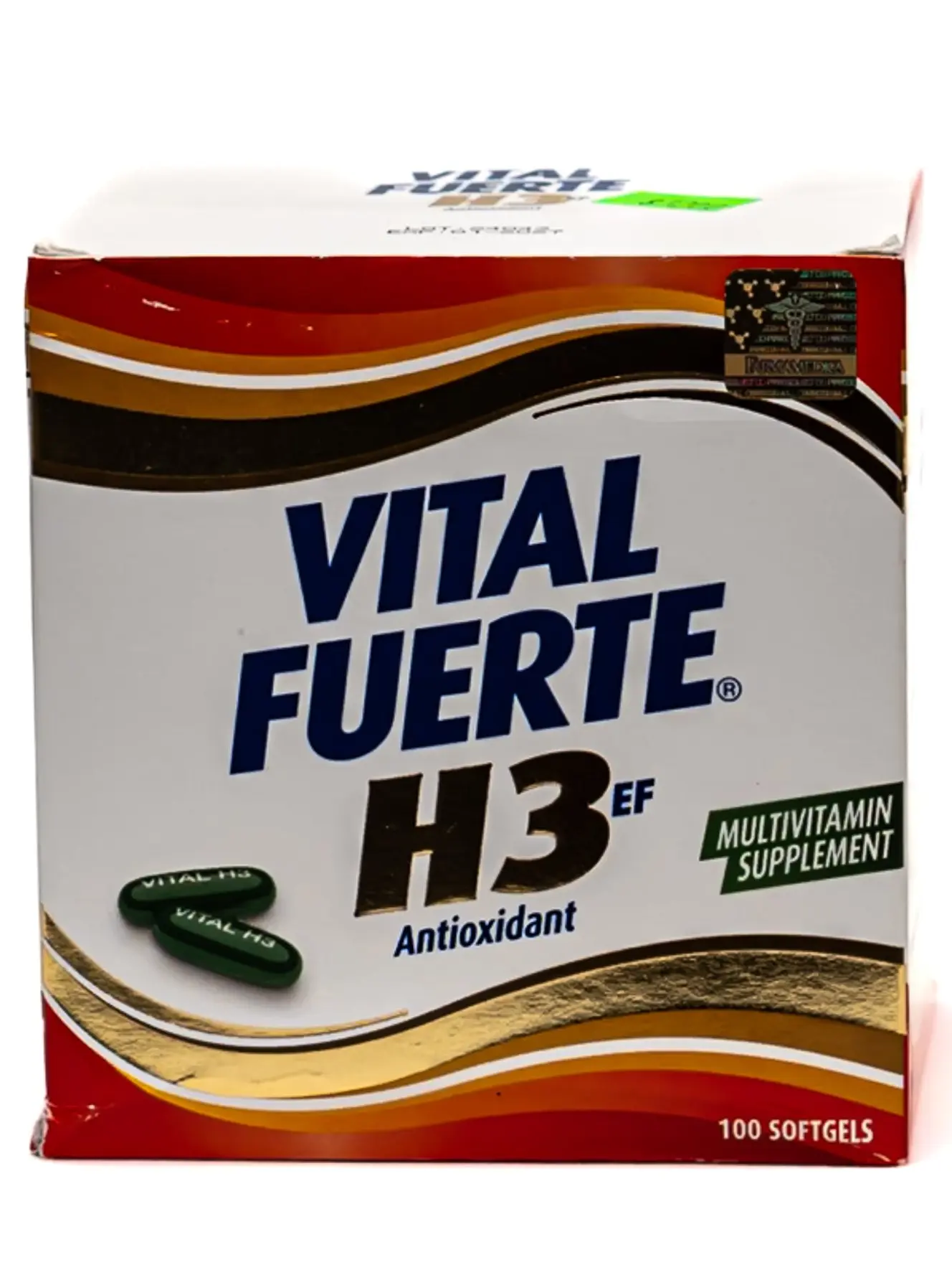 Vital Fuerte H3 Edible Dietary Capsule - 100-Count Multivitamin, Antioxidant Healthcare Supplement with Vitamins, Minerals for Daily Use Wellness Support